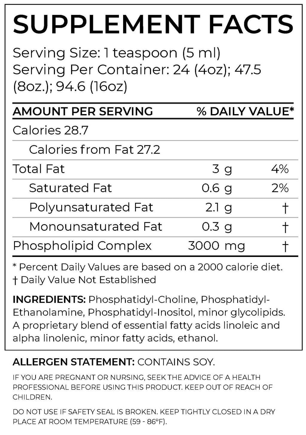 8 fl. oz. Phosphatidylcholine Supplement Y44821