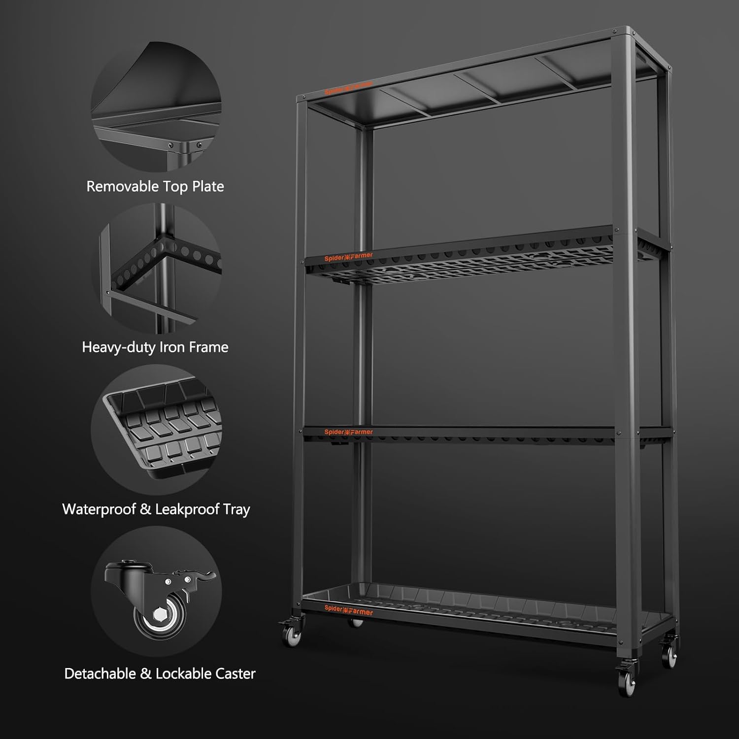3 Tier LED Grow Light Plant Stand with Wheels U33576