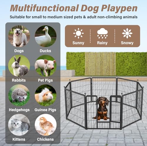 Black 32" Height 8 Panels Heavy Duty Dog Playpen N372518