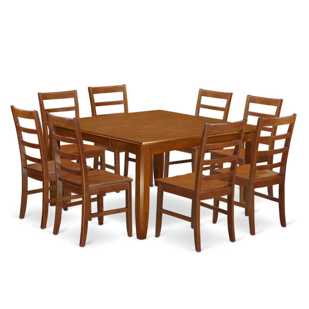 9 Pc Square Dining Table with Leaf and 8 Dining Chairs R638