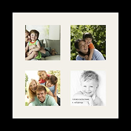 Collage Photo Frame Single Mat with 4-8x10 Openings Satin Black Frame C82654
