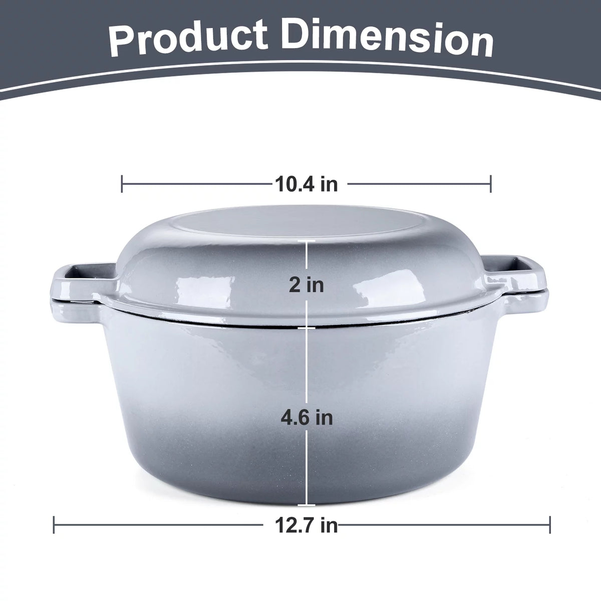 2-in-1 Enameled Cast Iron Dutch Oven with Skillet Lid, 5 Quart F6297