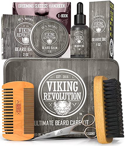 Beard Growth Kit - Oil, Balm, Serum, Derma Roller & Wooden Comb U571