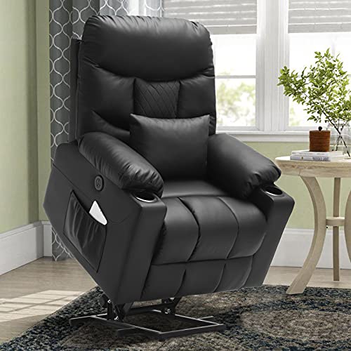 Grey Linen Fabric Power Lift Recliner Chair with Massage and Heated T69016