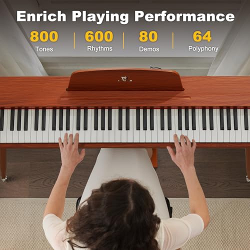88 Key Semi Weighted Digital Piano Keyboard with 3-Pedal Unit, Built-In Speakers, USB/MIDI (Black) S7336