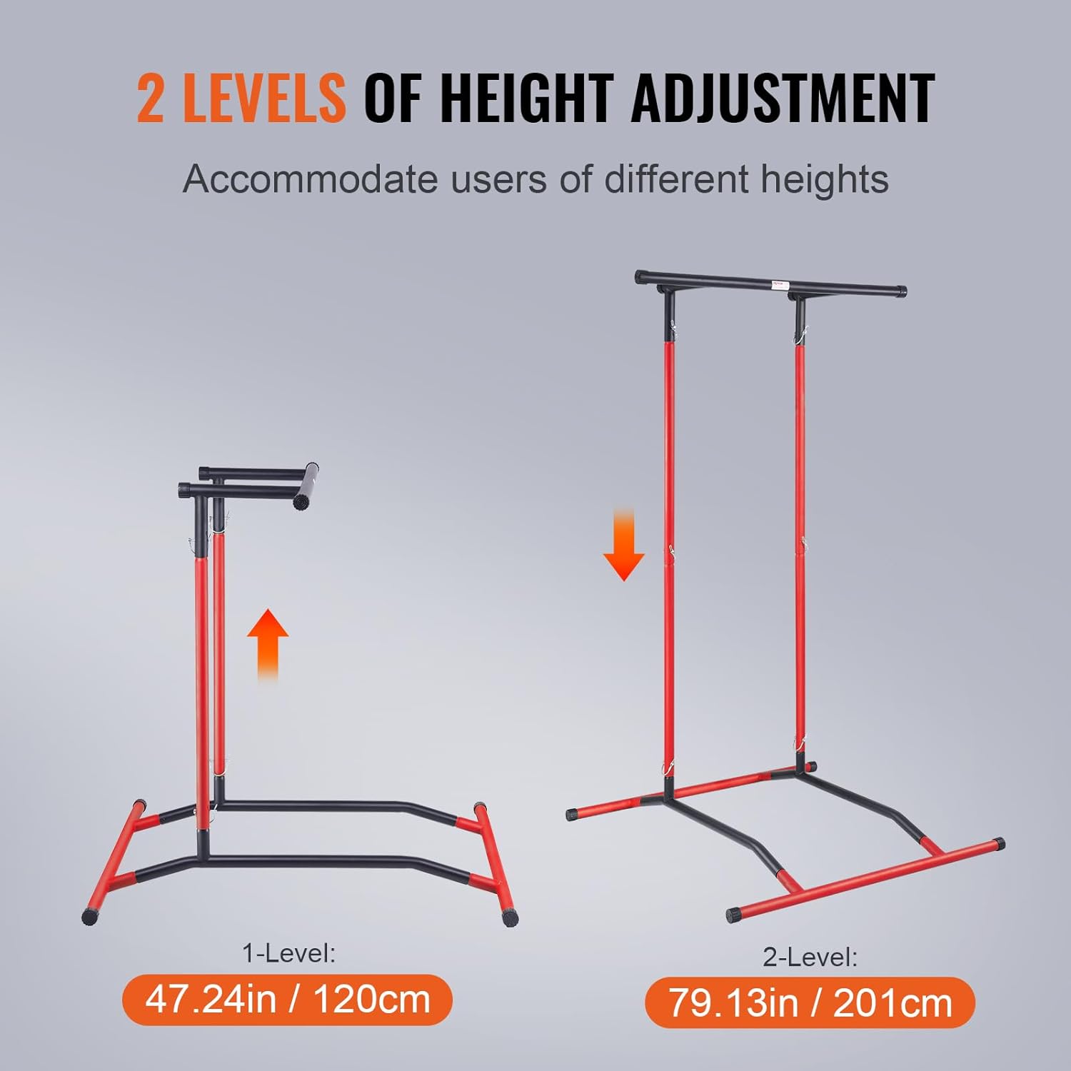 Black & Red 2-Level Height Adjustable Pull Up Bar Dip Station V662104