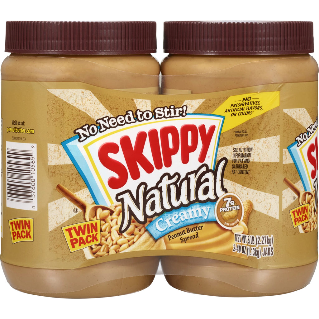 40 oz Plastic Jar Twin Pack Natural Creamy Peanut Butter Spread M201