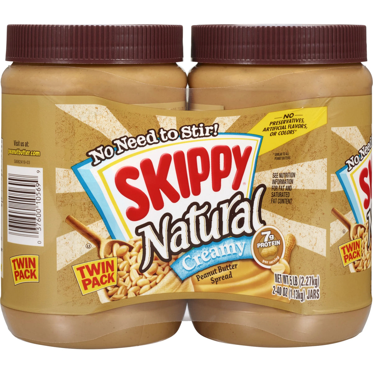 40 oz Plastic Jar Twin Pack Natural Creamy Peanut Butter Spread M201