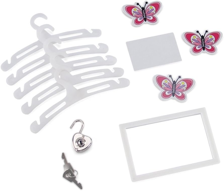 18 Inch Doll Clothes Storage with Lock, Key & 5 Hangers T59759