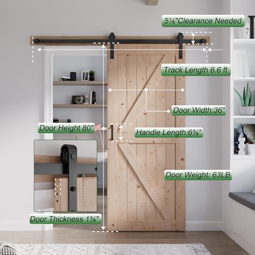 48in x 80in Sliding Wood Barn Door with 8FT Barn Door Hardware Kit Z532465