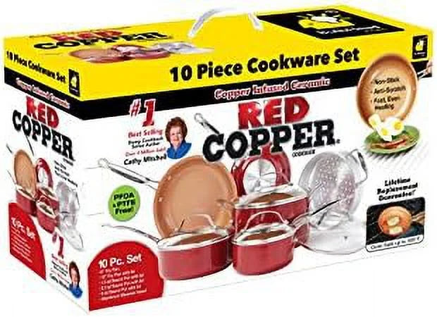10 pc copper-infused ceramic non-stick cookware set M89014