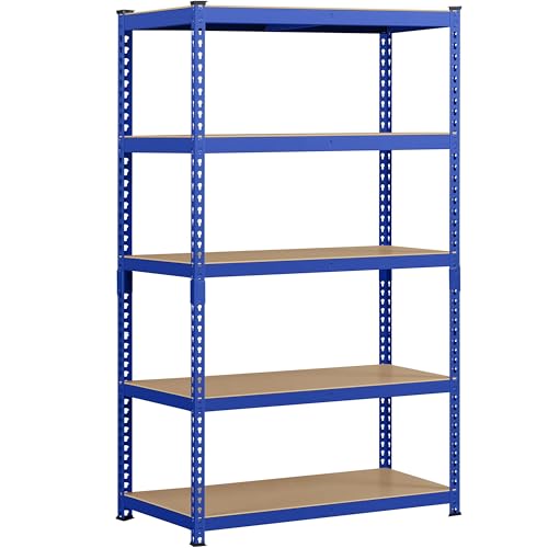 5 Tier Heavy Duty Adjustable Metal Shelving Unit, Blue V839