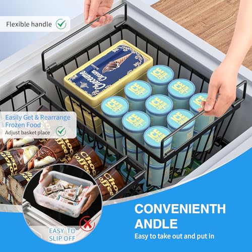 4 Pack Stackable Freezer Organizers Bins with Folding Handles, Black S950149