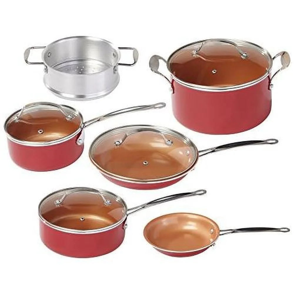 10 pc copper-infused ceramic non-stick cookware set M89014