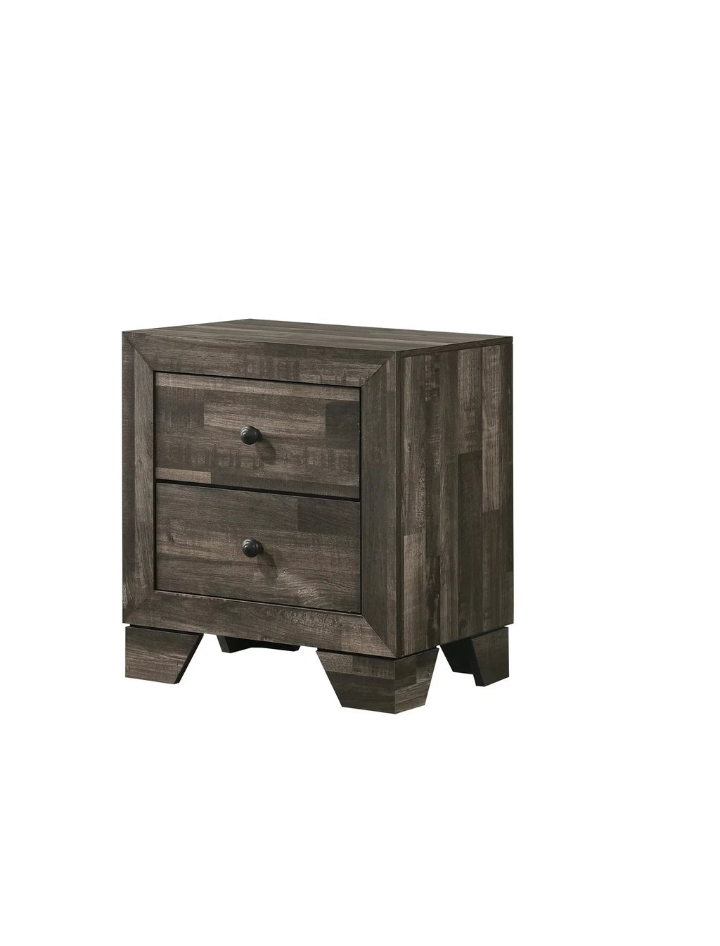 Rustic Brown Queen Size Platform Bedroom Set Bed Dresser Mirror Nightstand Wooden Furniture R621482