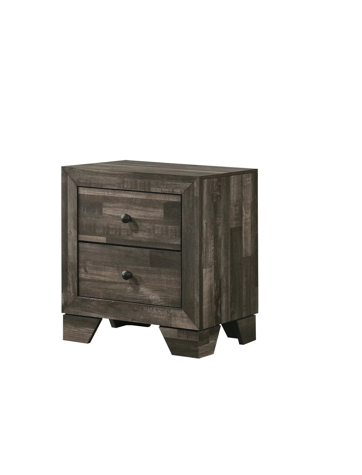 Rustic Brown Queen Size Platform Bedroom Set Bed Dresser Mirror Nightstand Wooden Furniture R621482