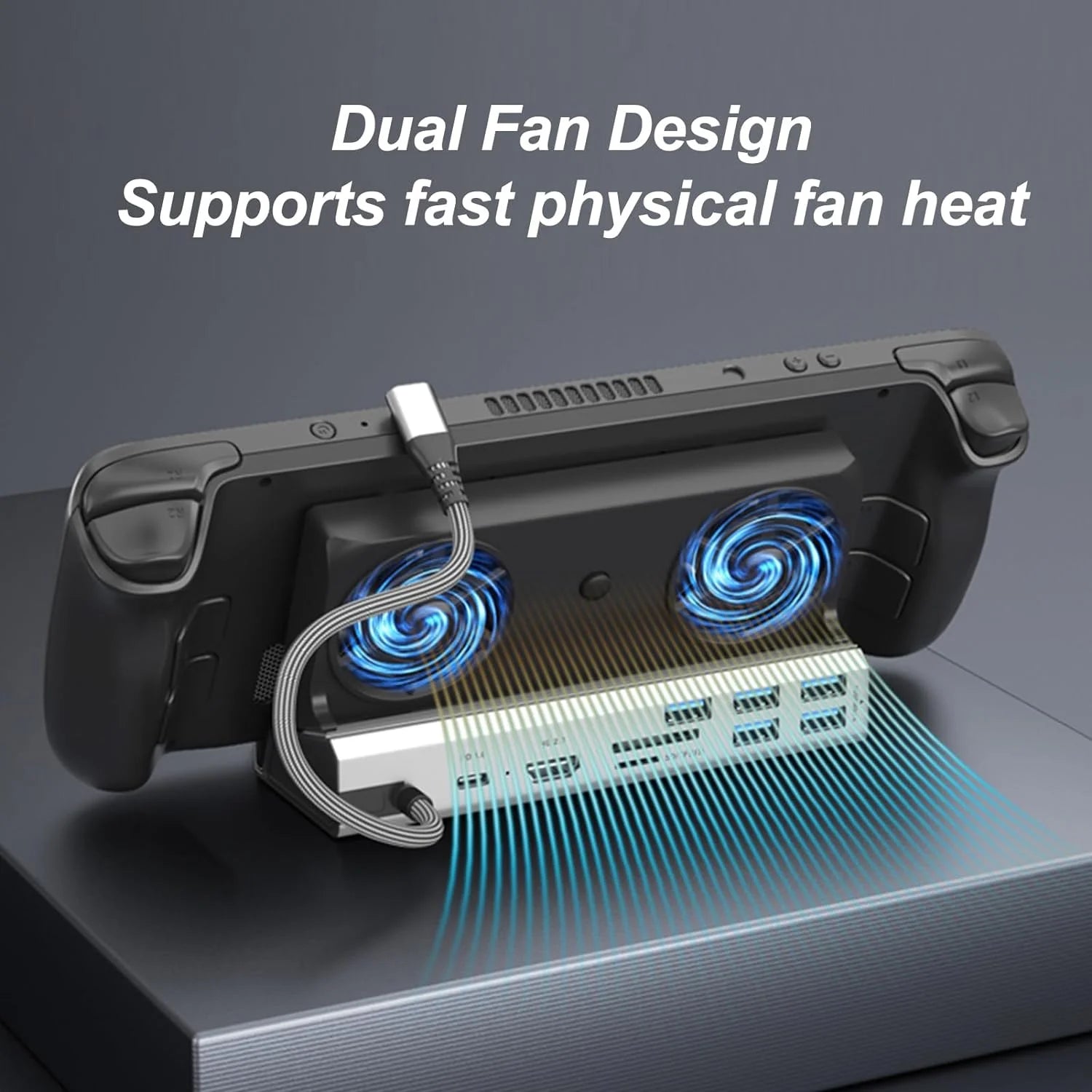 Steam Deck Docking Station with 2 Fans, 4K 60Hz HD Multimedia Interface, USB3.0 2.0, Gigabit RJ45, 100W PD Charging Port O369777