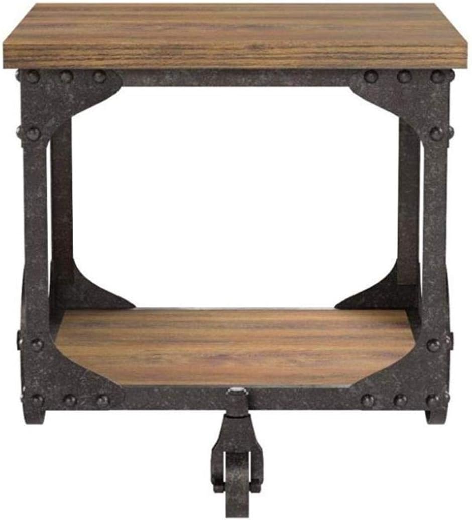 Rustic Brown End Table with Casters Q16773
