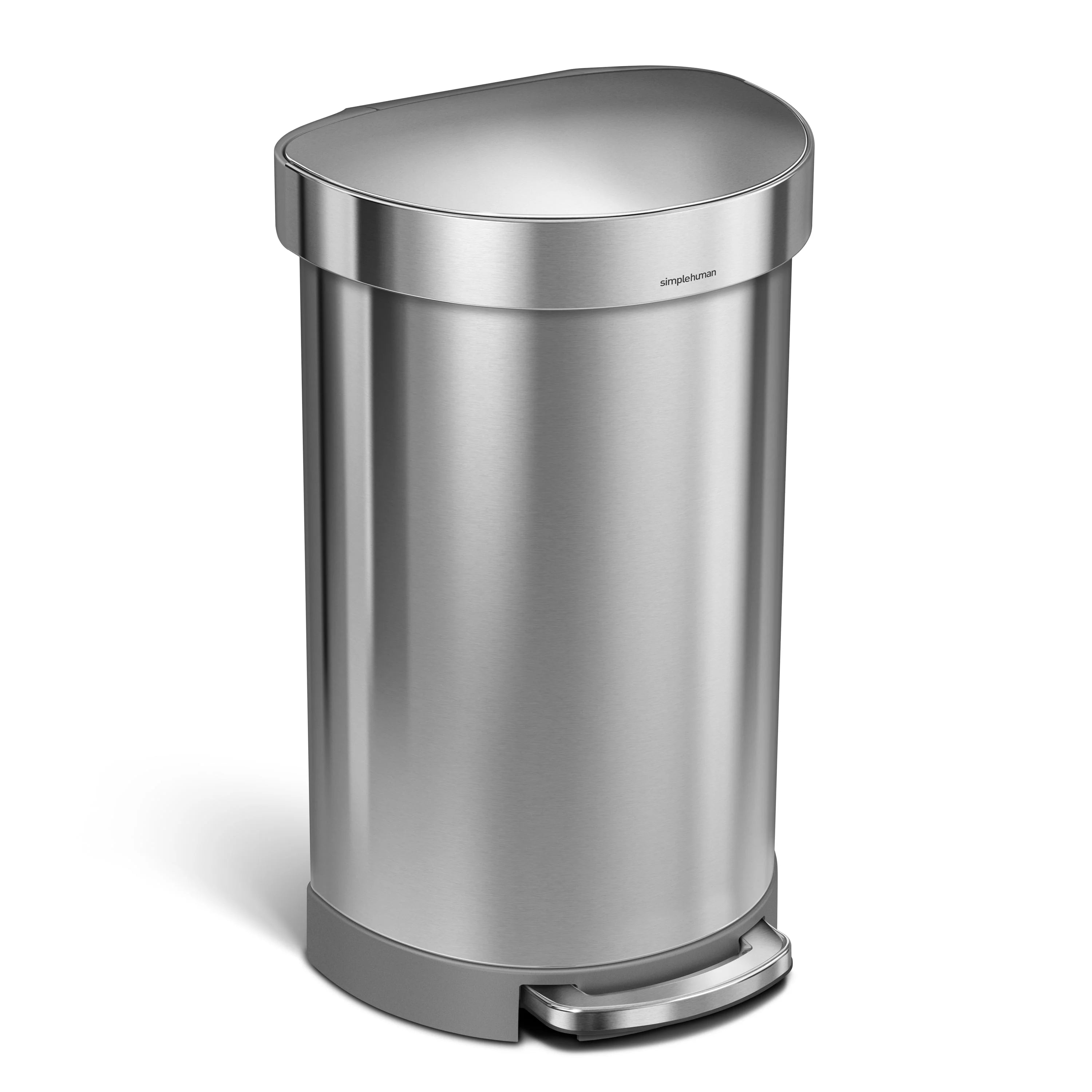 45 Liter Stainless Steel Semi-Round Step Trash Can with Soft-Close Lid E8159