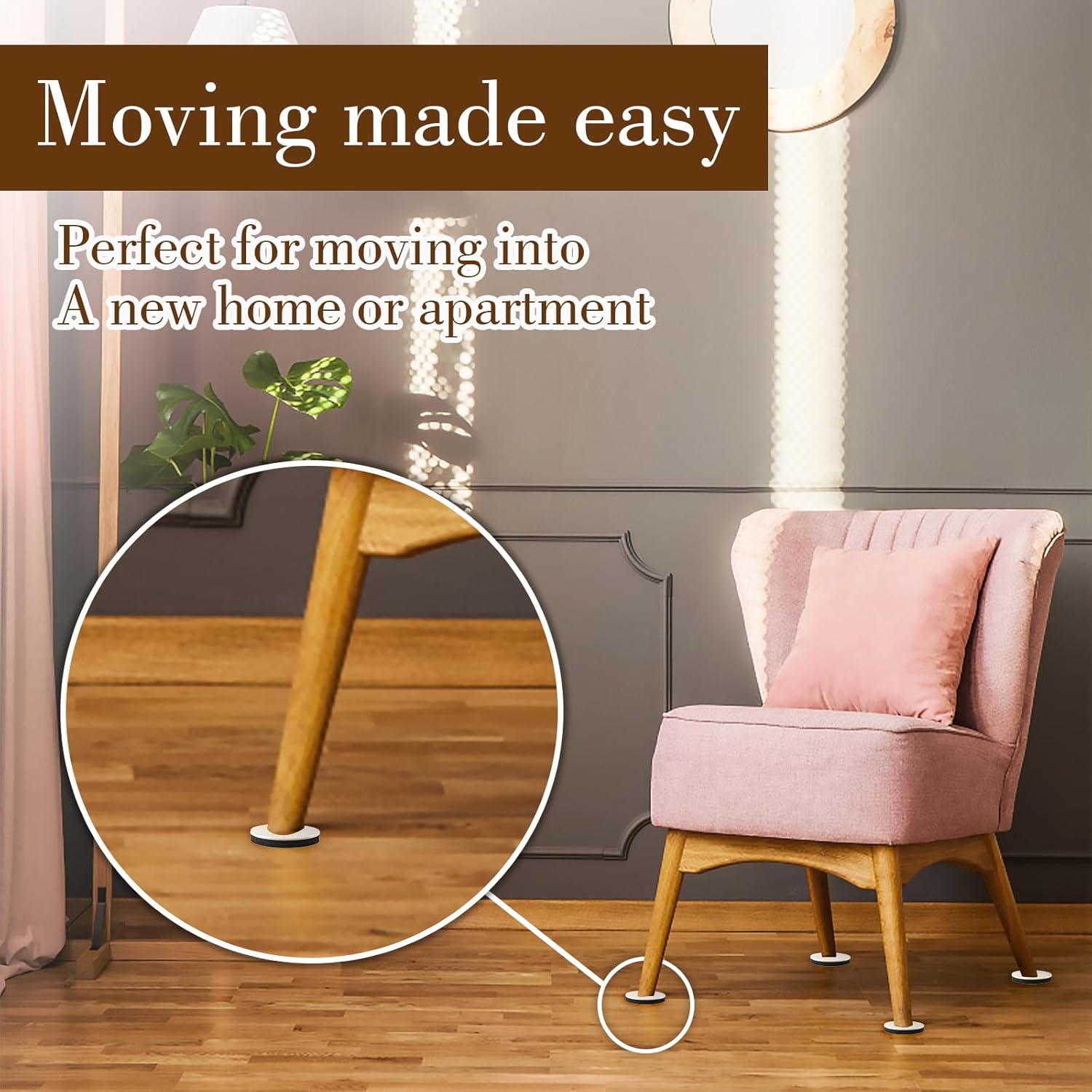 8Pcs 3.5 Inches Reusable Heavy Duty Furniture Sliders J872659