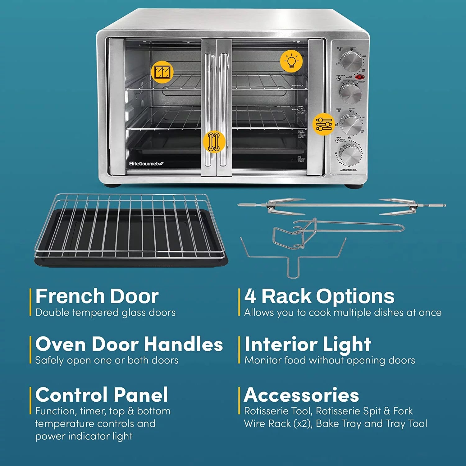 47.5Qt Convection Oven with 4 Control Knobs E165