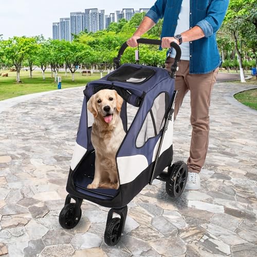 Folding Pet Stroller with Storage Bag and Adjustable Handle Z726572