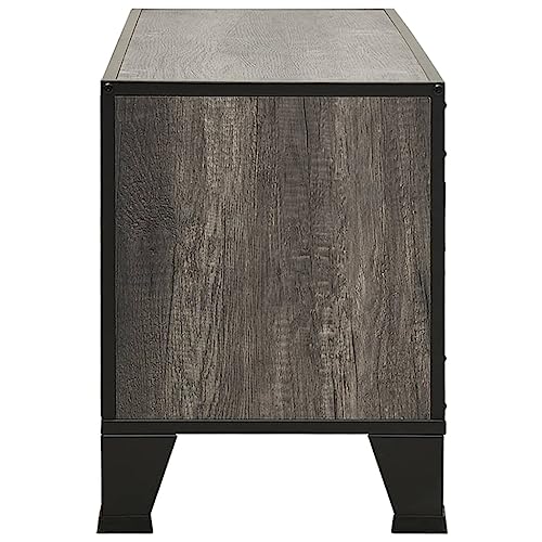 Gray Metal and MDF TV Stand with Mesh Doors and Shelf B9109