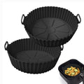 Black 8 inch Non-Stick Reusable Silicone Air Fryer Liner 2 Pack S530218