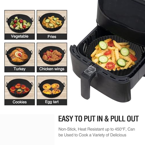 Black 8 inch Non-Stick Reusable Silicone Air Fryer Liner 2 Pack S530218
