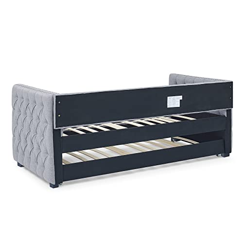 Fabric Upholstered Twin Size Daybed with Trundle H397