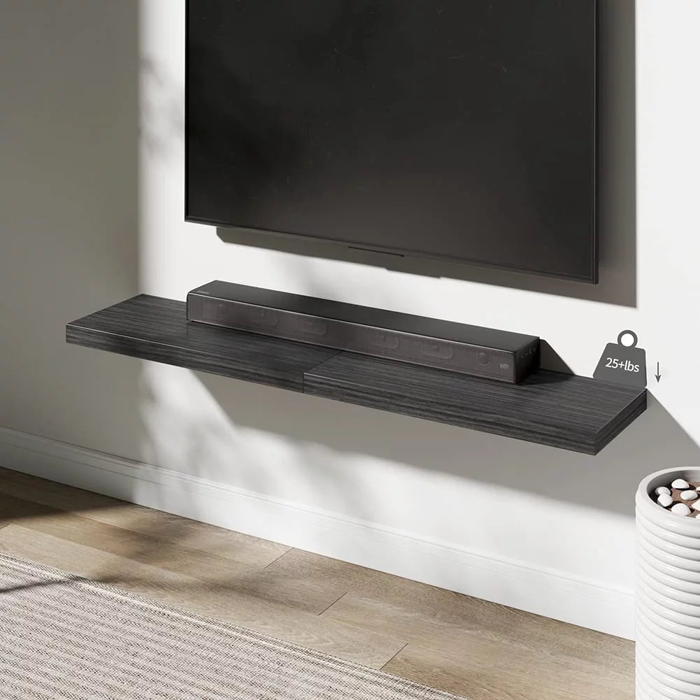 Walnut Wooden Floating Wall Shelf 36 in W x 12.75 in D x 2 in H Set of 2 G6951
