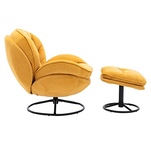 Purple Velvet Swivel Accent Chair with Ottoman Set H86276