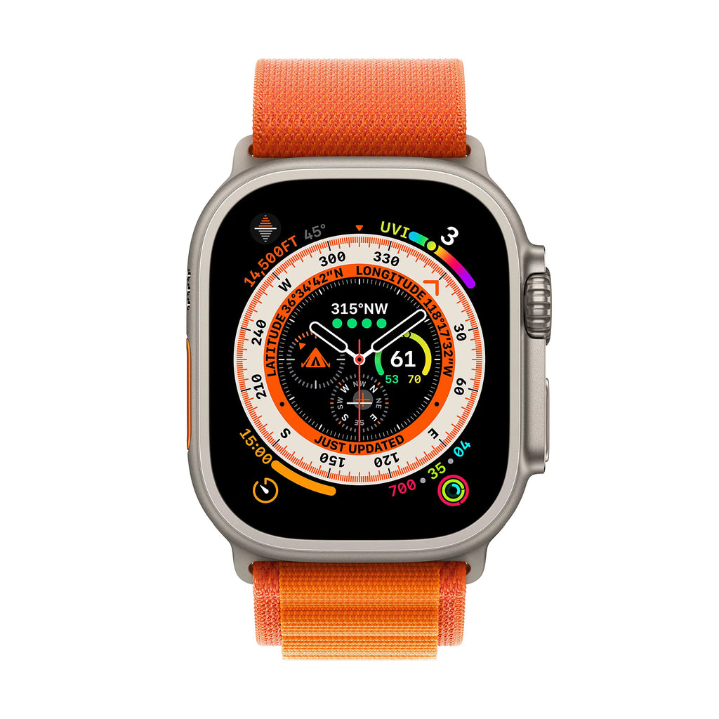 Apple Watch Ultra 49mm Smart Watch with Rugged Titanium Case & Orange Alpine Loop Small S1321