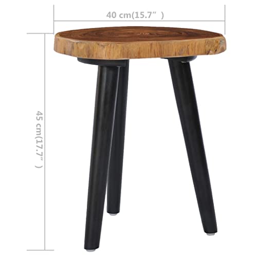 Solid Teak Round Coffee Table with Black Mango Wood Base P717591