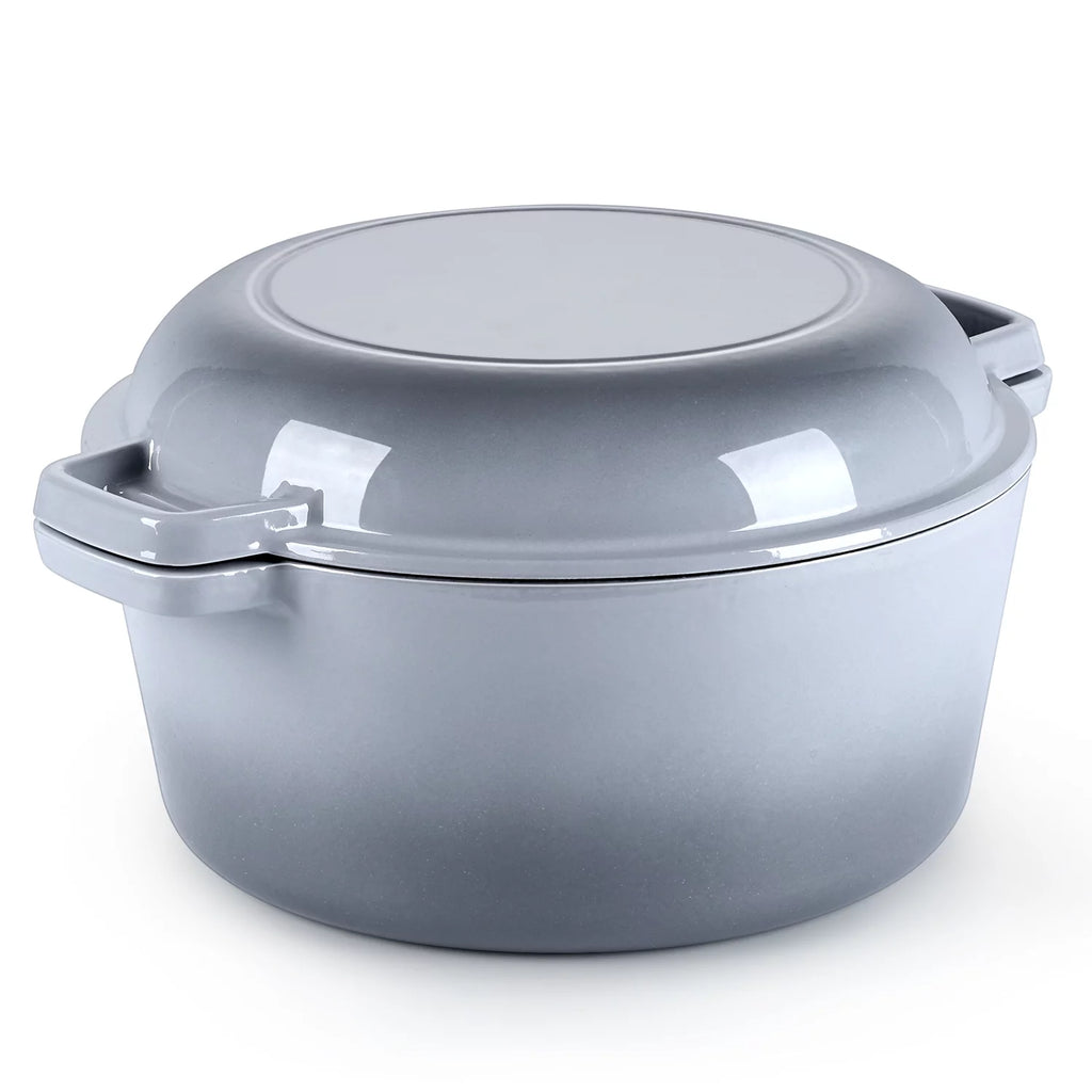 2-in-1 Enameled Cast Iron Dutch Oven with Skillet Lid, 5 Quart F6297