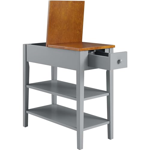 Gray Side Table with Charging Post and Storage Cabinet M730561