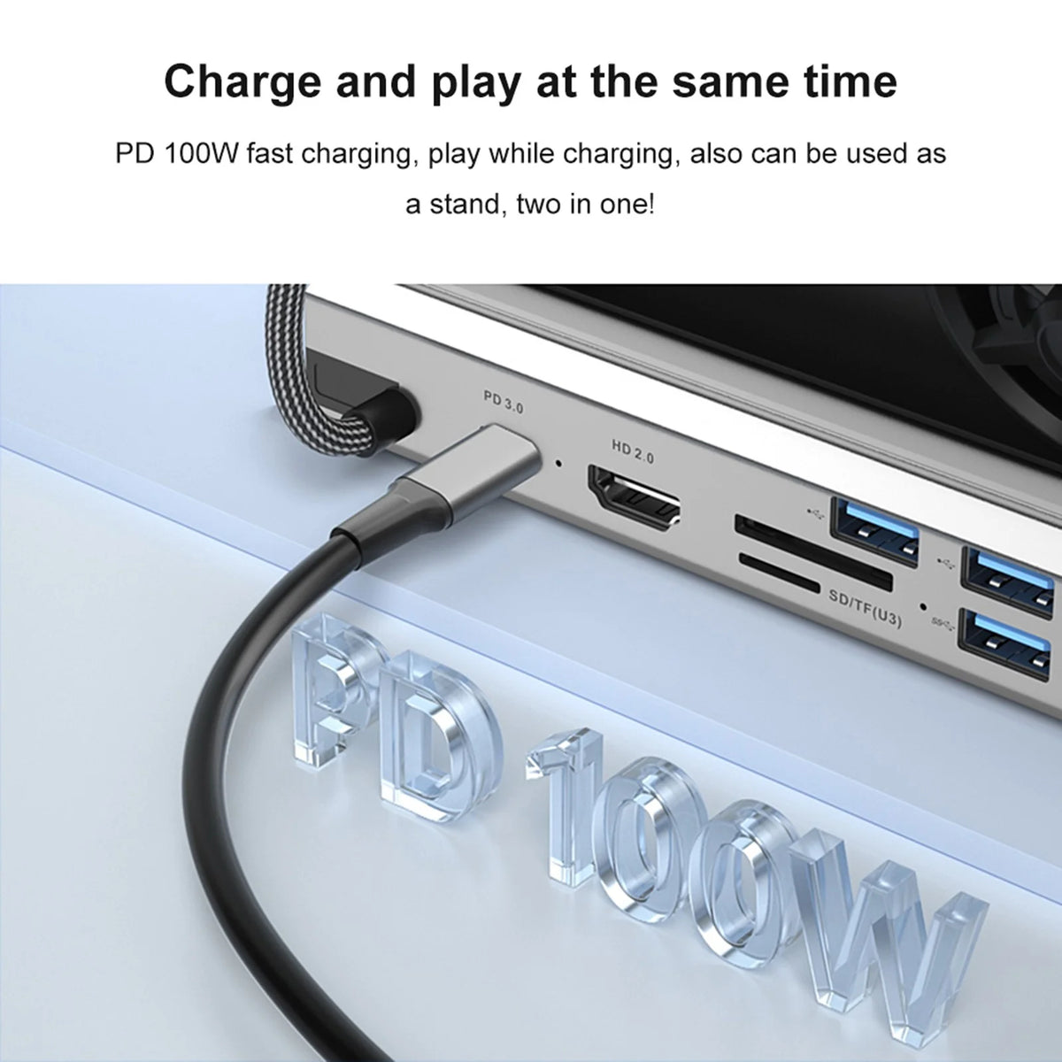 Steam Deck Docking Station with 2 Fans, 4K 60Hz HD Multimedia Interface, USB3.0 2.0, Gigabit RJ45, 100W PD Charging Port O369777