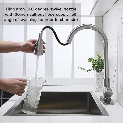 Single Handle Brushed Nickel Kitchen Faucet with Pull Down Sprayer Q216