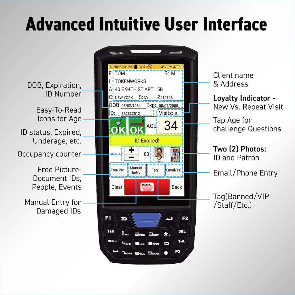 ID Scanner with Charger Cradle and Hand Strap C404