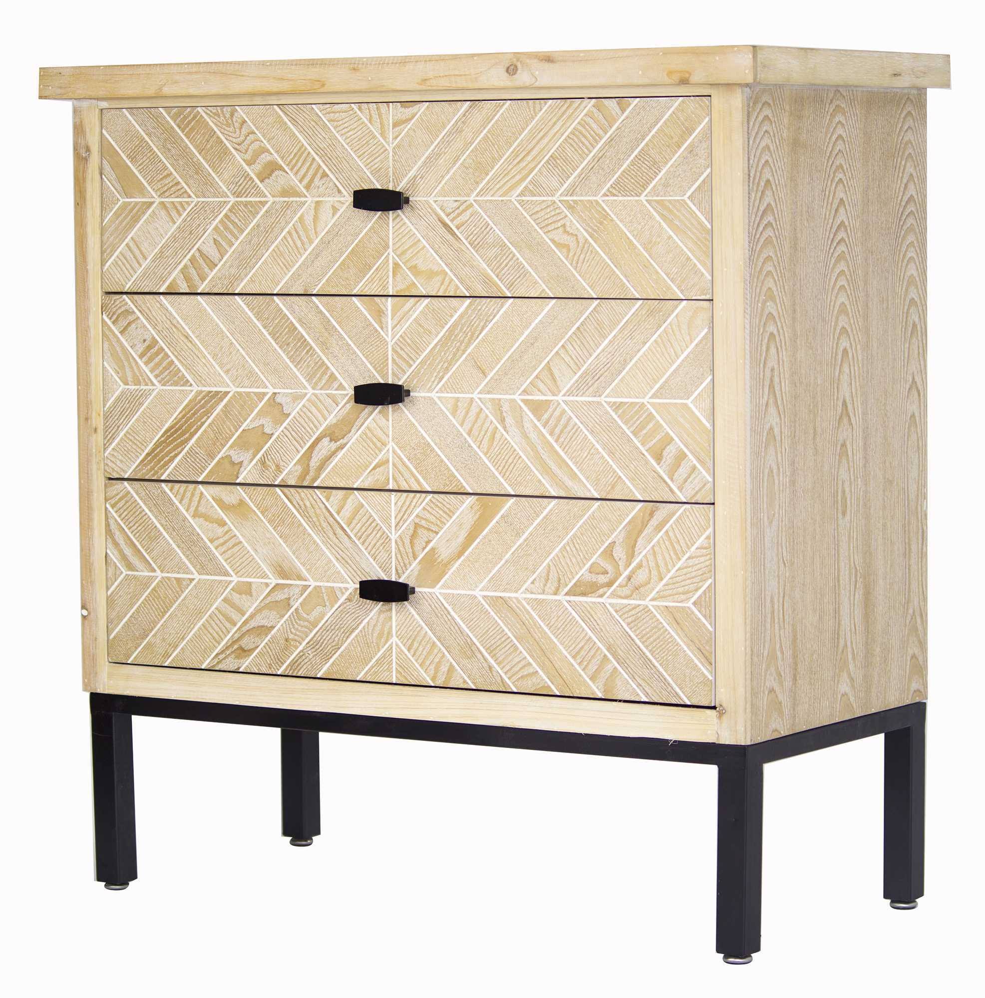 White 3-Drawer Parquet Accent Cabinet S231