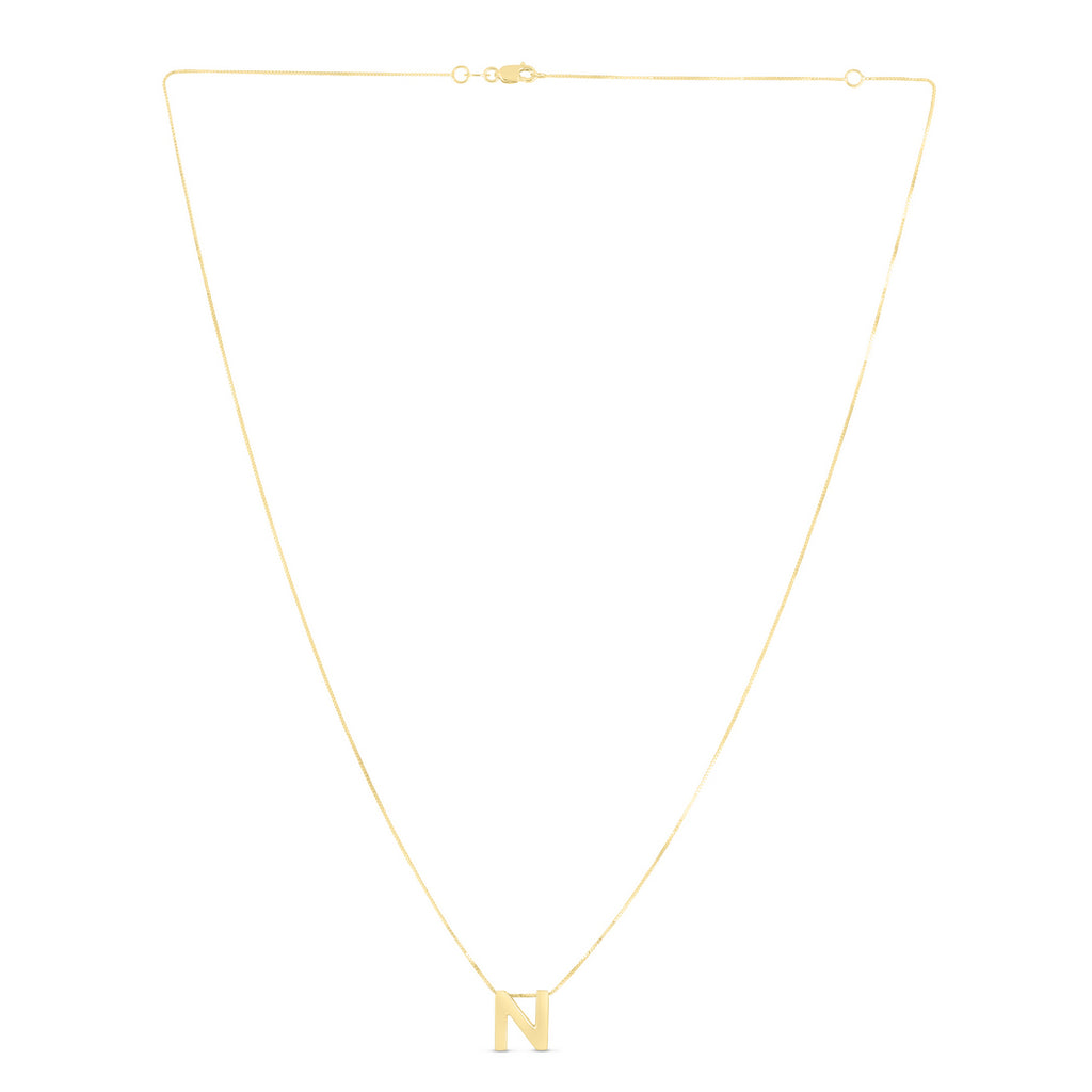 14k Yellow Gold Polished Letter Initial Necklace With Lobster Clasp 18 Inch B1825