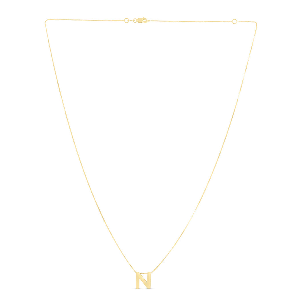 14k Yellow Gold Polished Letter Initial Necklace With Lobster Clasp 18 Inch B1825