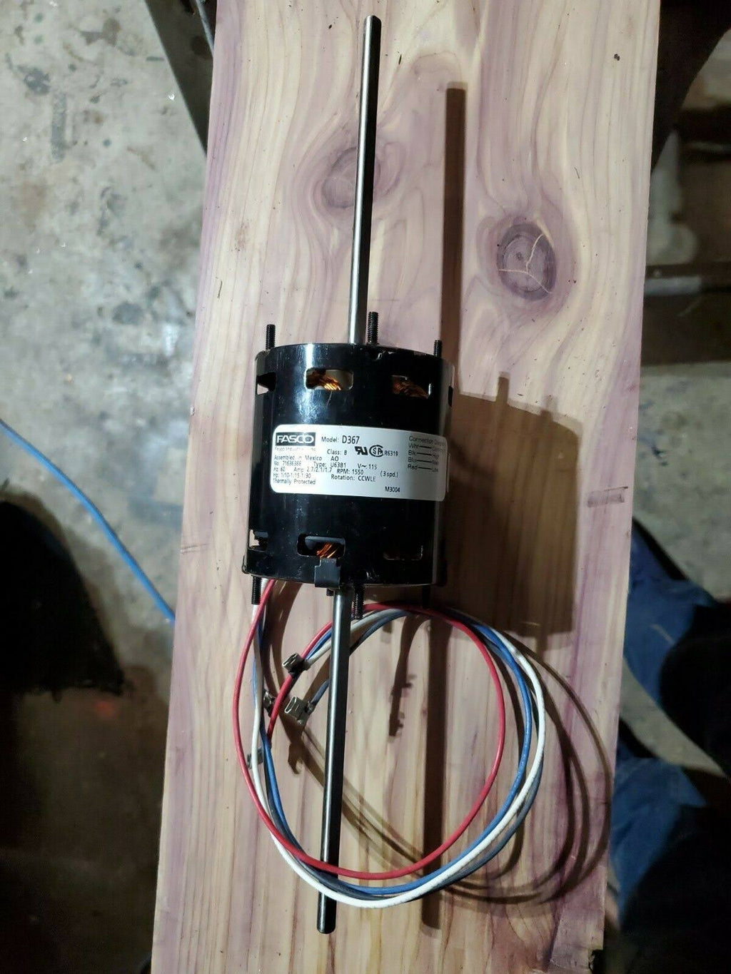 1/10 HP 1550 RPM 3-Speed 3.3x22 Diameter 115 Volts Fan Motor Q3258