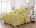 Yellow King 7 Piece Pinch Pleat Pintuck Comforter Set M331
