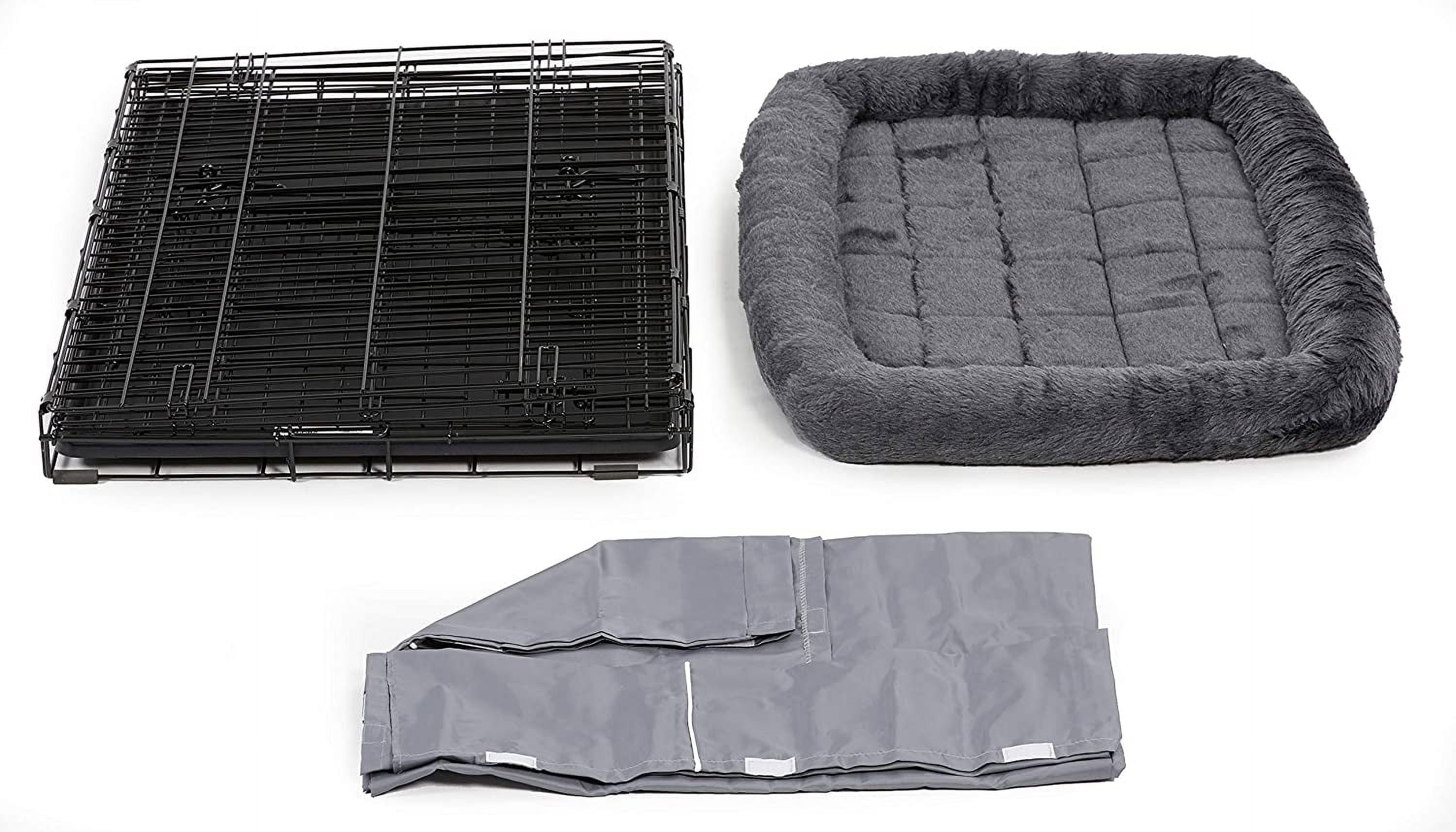 Double Door Dog Crate Kit with Gray Bed & Gray Crate Cover, 36-Inch R34528