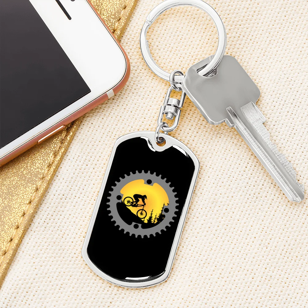 Stainless Steel or 18k Gold Swivel Dog Tag Keychain Q2258