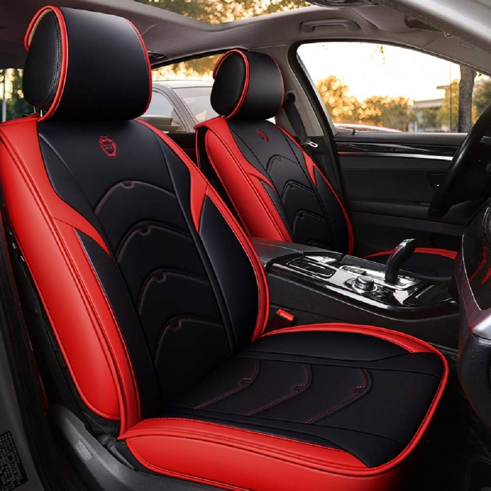 Black-Pink Leather 5 Seat Full Set Seat Cover Cushion Y2522