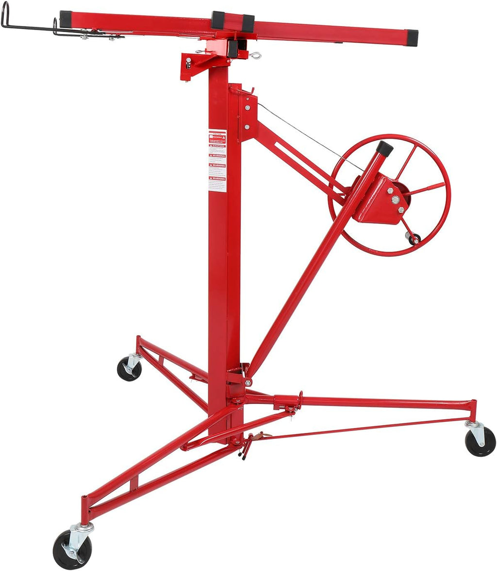 11 FT Drywall Lift Portable Panel Hoist with Adjustable Telescopic Arm Lockable Caster Wheel V34514