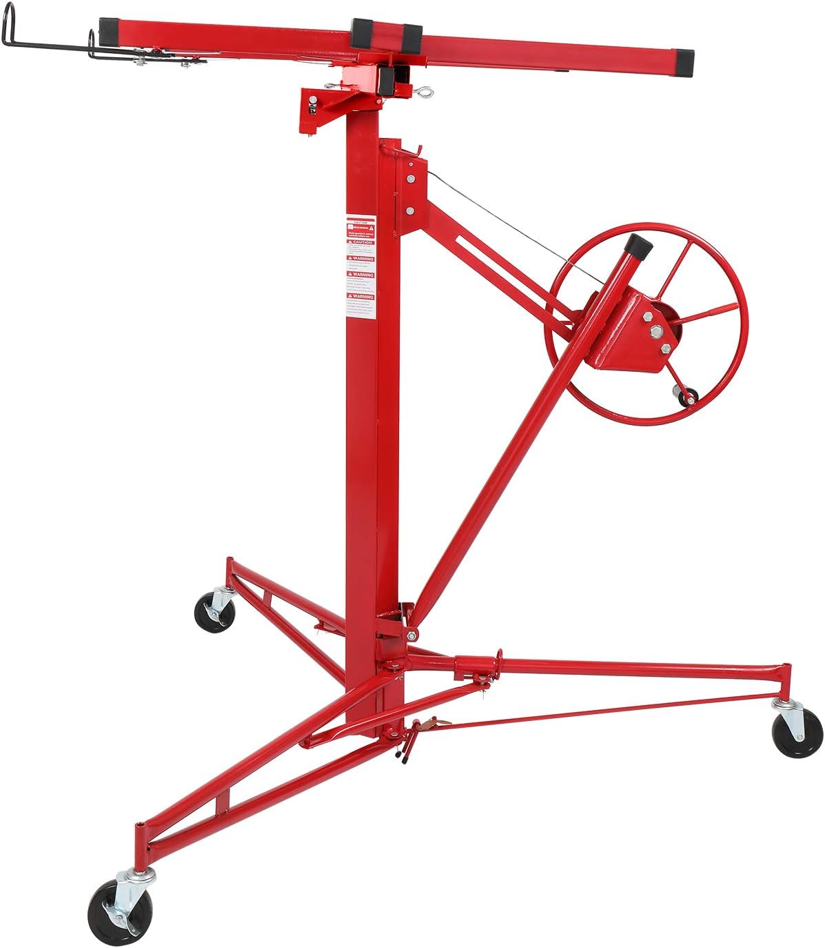 11 FT Drywall Lift Portable Panel Hoist with Adjustable Telescopic Arm Lockable Caster Wheel V34514