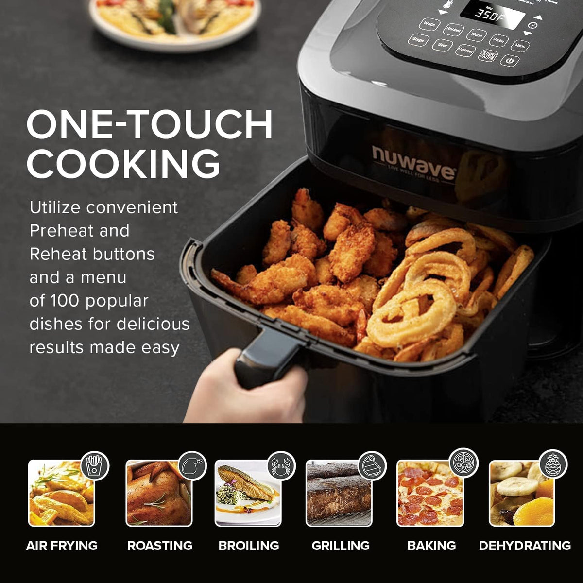 6-in-1 Air Fryer Oven Combo, 8-Qt X-Large Size, 100 Pre-Programmed Presets J90639